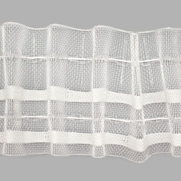 Лента (тесьма) шторная: сборка параллельная (1:2.5) 60 мм / 50 метров, (2 ряда петель, 2 шнура), прозрачный, C701M