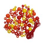 Бусины дерево набор со шнуром 6, 8, 10, 12 мм, красный микс, 21 г, 90 шт/упак, Astra&Craft, 160814