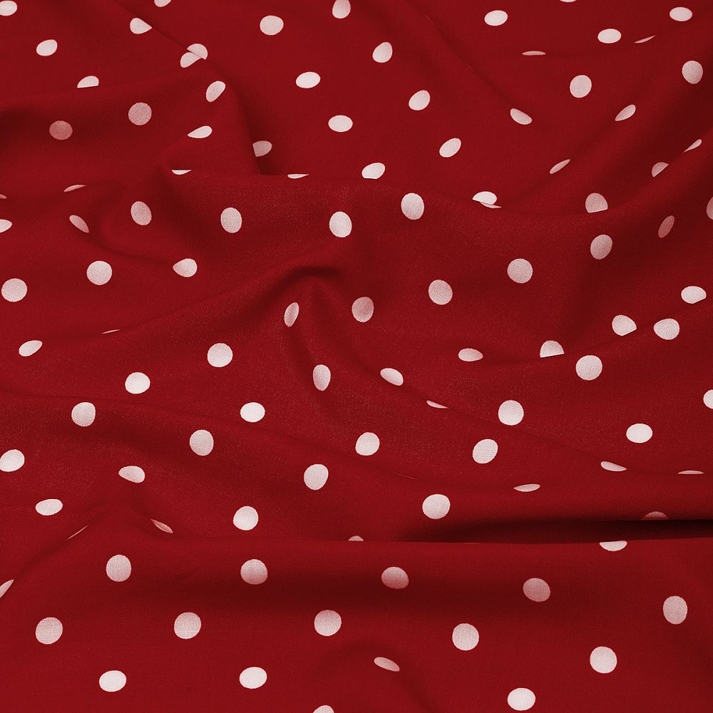 Штапель в горошек 90 г/м², 145 см / 2 метра, TBY.Vidt.07 цв.красный
