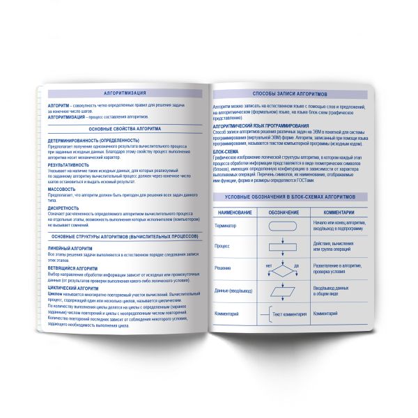 Тетрадь со справочным материалом Остров легенд, сплошной лак, A5+ 48 л. на скобе 65 г/м², белизна 100 %, 10 шт, клетка, 01320 Остров легенд Информатика, Светоч Т143