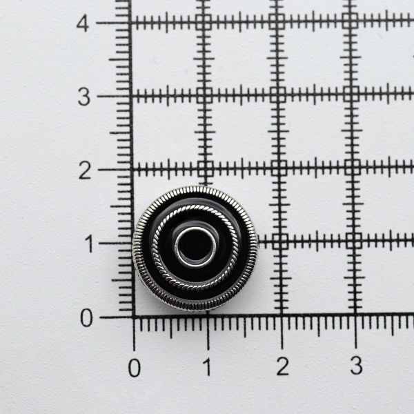 Пуговицы на ножке 28L (18мм), металл (Black/S черный с серебром), 36 шт, ME 644