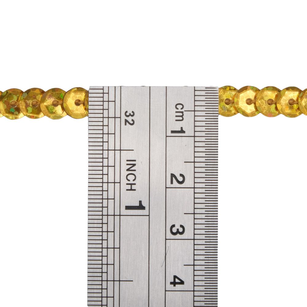 Тесьма пайетки, 6 мм, 73м (A20 золото)