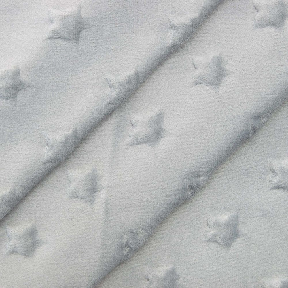 Плюш (ткань) Звезды 240 г/м², 45х50 см, ворс 2,5мм, серый, 28979