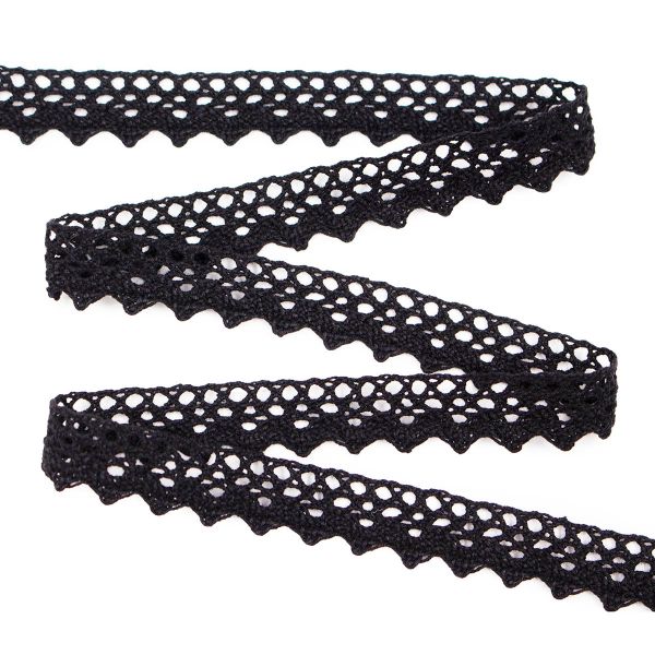Кружево вязаное (тесьма) 16 мм / 25 метров, рис.16.01.078 (черный), С3749Г17