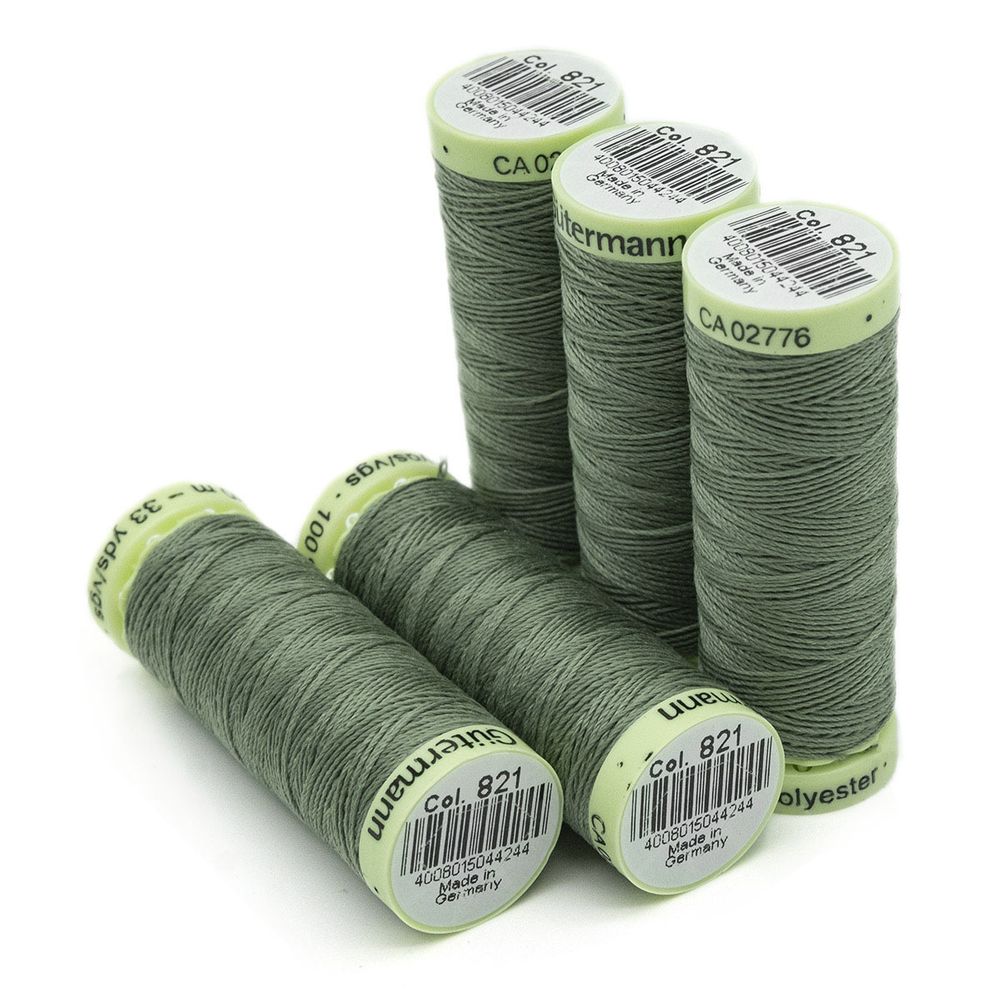 Нитки отделочные Gutermann Top Stitch, 30м, 821 серый офицерский, 5 катушек