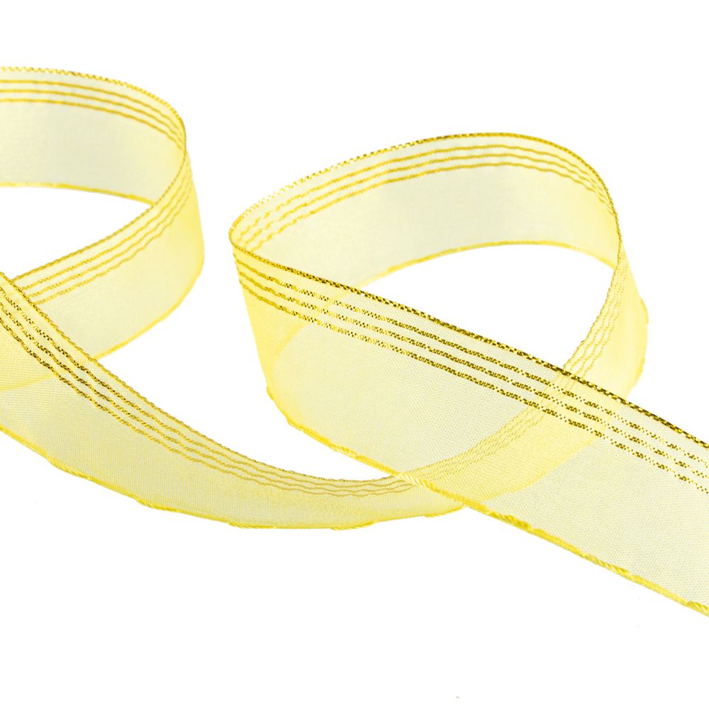 Лента капроновая (органза) 25.0 мм / 25 метров, 014 желтый/золото, Blitz ORT-25