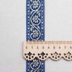 Лента (тесьма) жаккардовая 32.0 мм / 25±1 метров, с метанитом рис. 9819, синий/золото, С3104Г17