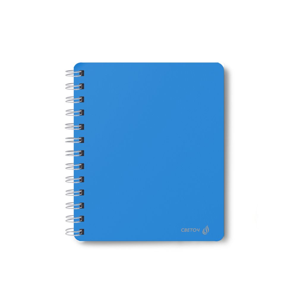 Записная книжка с пластиковой обложкой, тиснение серебряной фольгой, 500 мкр, на гребне, A6 80 л., 4 шт, клетка, Голубая 01047, Светоч 80ЗК33