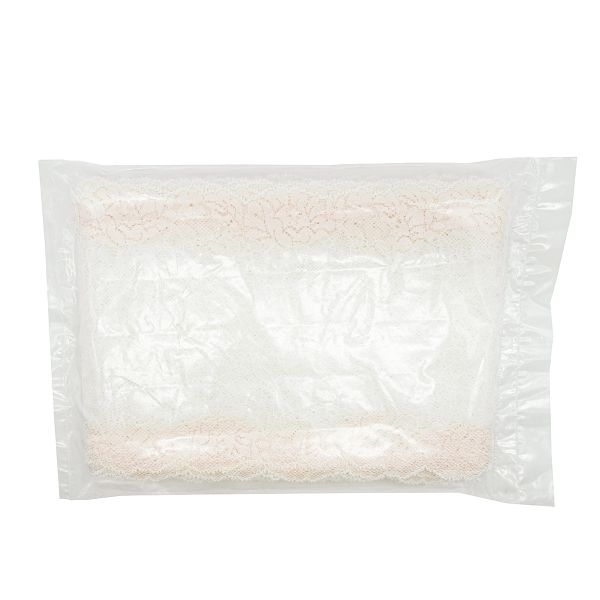 Кружево бельевое эластичное 170 мм / 10 м, белый с розовым