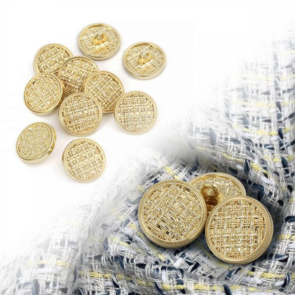 Пуговицы на ножке металлические 24L=15мм, С-MP06 цв.золото, 10 шт