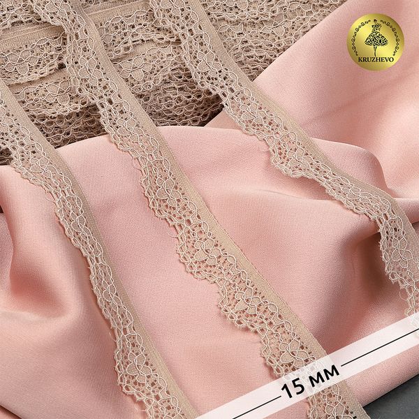 Кружево эластичное (стрейч) 15 мм 8031, цв.S185 серебристый пион уп.50м, Kruzhevo