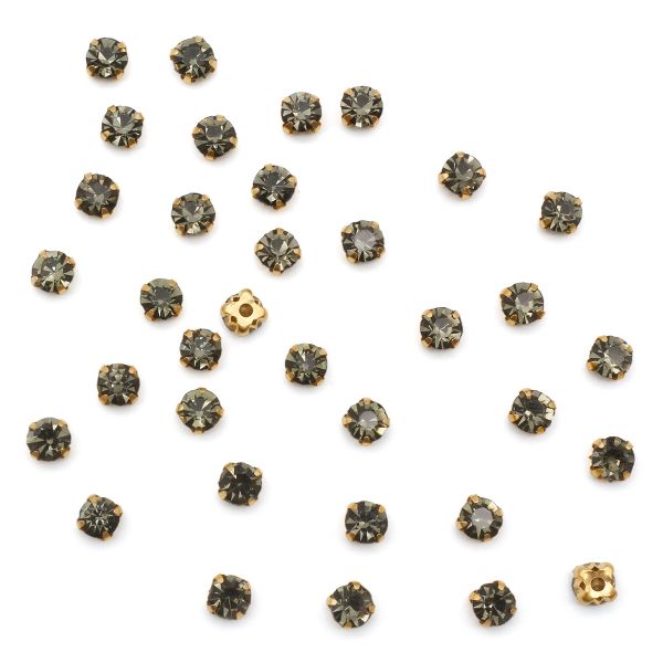 Хрустальные стразы в цапах/золото, 6мм, 40 шт/упак, Astra&Craft (серый), 4AR169/176