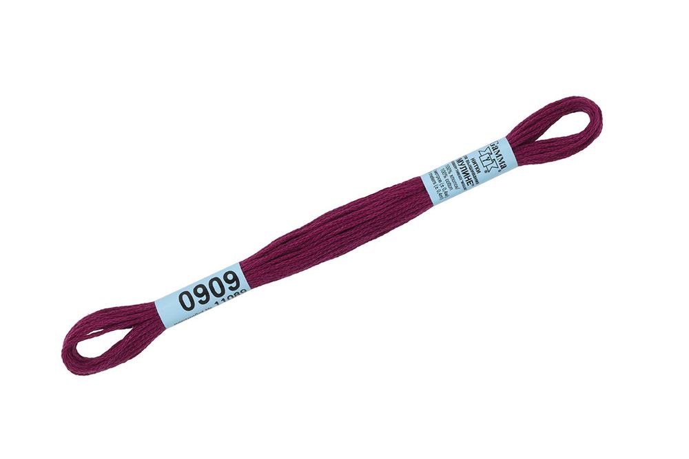 Мулине Gamma 100% хлопок, цв.0909 т.бордовый, 24 мотка по 8 метров