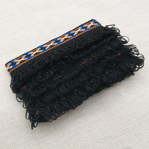 Ткань для рукоделия в наборе с тесьмой жаккард -бахрома 50х50см+1м (24229/34113 черный) 29500