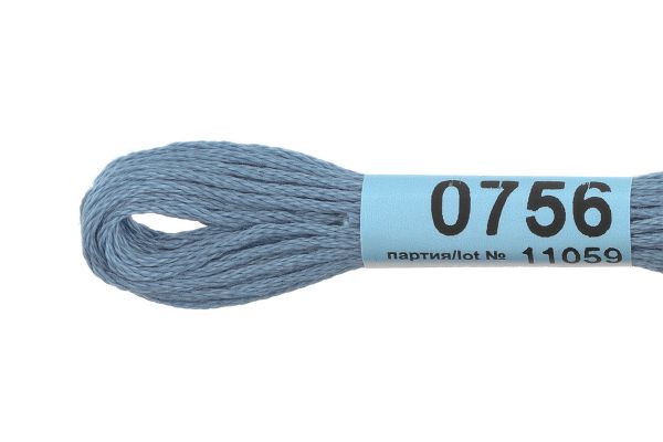 Мулине Gamma 100% хлопок, цв.0756 т-серо-голубой, 24 мотка по 8 метров