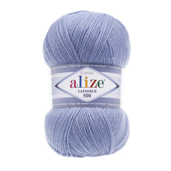 Пряжа Alize (Ализе) Lana Gold 800 / уп.5 мот. по 100 г, 800м, 040 голубой A
