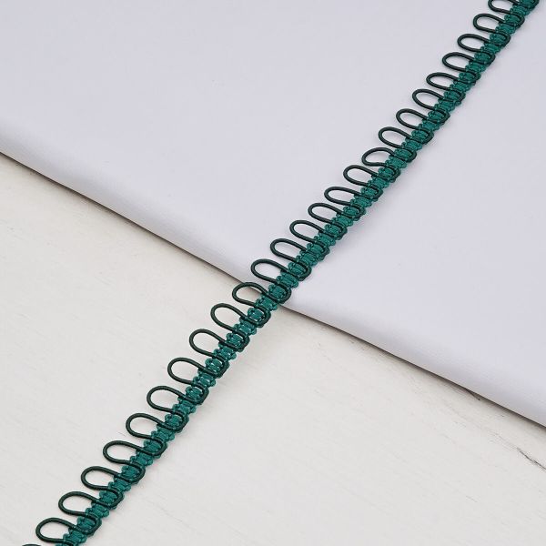 Тесьма декоративная с петлями 15 мм / 18.29 метра, темно-зеленый, 13-7735