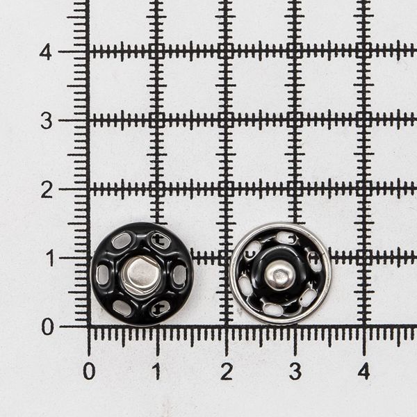 Кнопка пришивная металл ⌀15.0 мм, никель / черный, 10 шт, КПР6