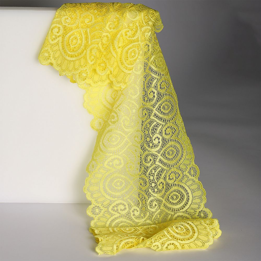 Кружево бельевое эластичное 180 мм / 3 м, TBY.L1351, цв.желтый, Kruzhevo