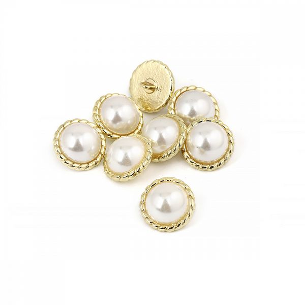 Пуговицы металлические на ножке 28L-18 мм, С-MP30 цв.золото/перламутр, 10 шт