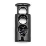 Фиксатор (зажим) для шнура металл 2 отв., 10х23 мм, (in ⌀4 мм), черный глянец, 100 шт