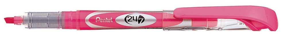 Маркер-выделитель текста с жидкими чернилами 24/7 Highlighter 1-3.5 мм, скошенное 12 шт, SL12-PX розовый, Pentel