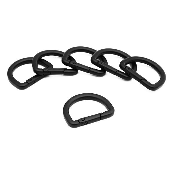 Карабин металл полукольцо 25 мм, черный матовый, MB_2232, 6 шт