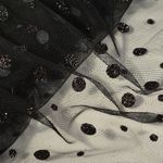 Фатин в горошек (флок) 150 см / 15-28 метров, 1712, цв.черный