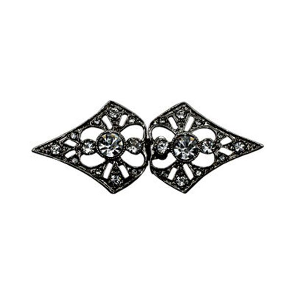 Застежка декоративная металл 75х30 мм, 2 шт, 06-2 черн.никель (серый), Micron GH 1043