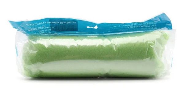 Шерсть для валяния Камтекс кардочес Мини 100% полутонкая шерсть 100 г, 026 салат