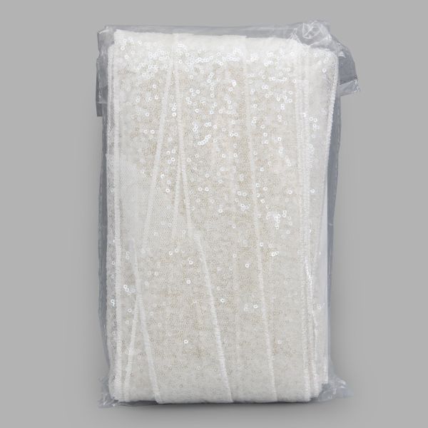 Тесьма с пайетками 4см / 14,63м (белое серебро), 3AR071