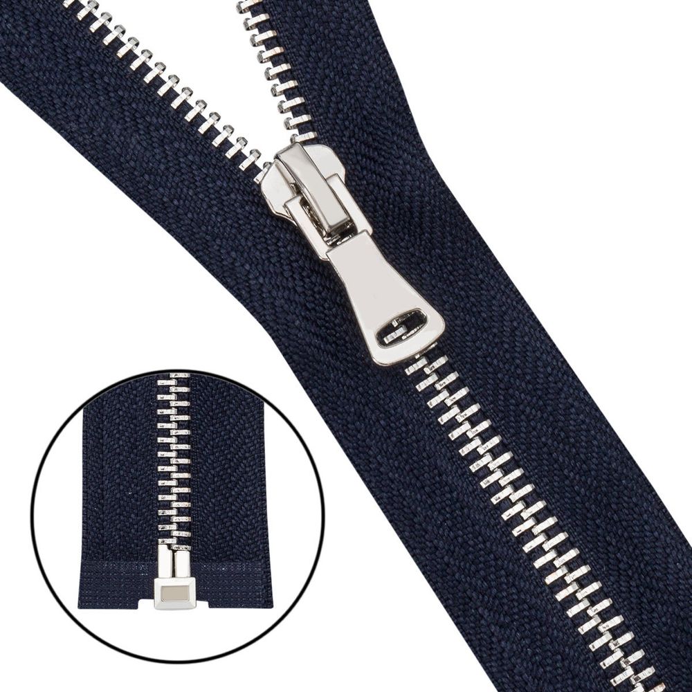 Молния металл Т5 (5 мм) 1 зам., разъем., 40 см, никель, 233 т.синий, 6535-0304, 5 шт