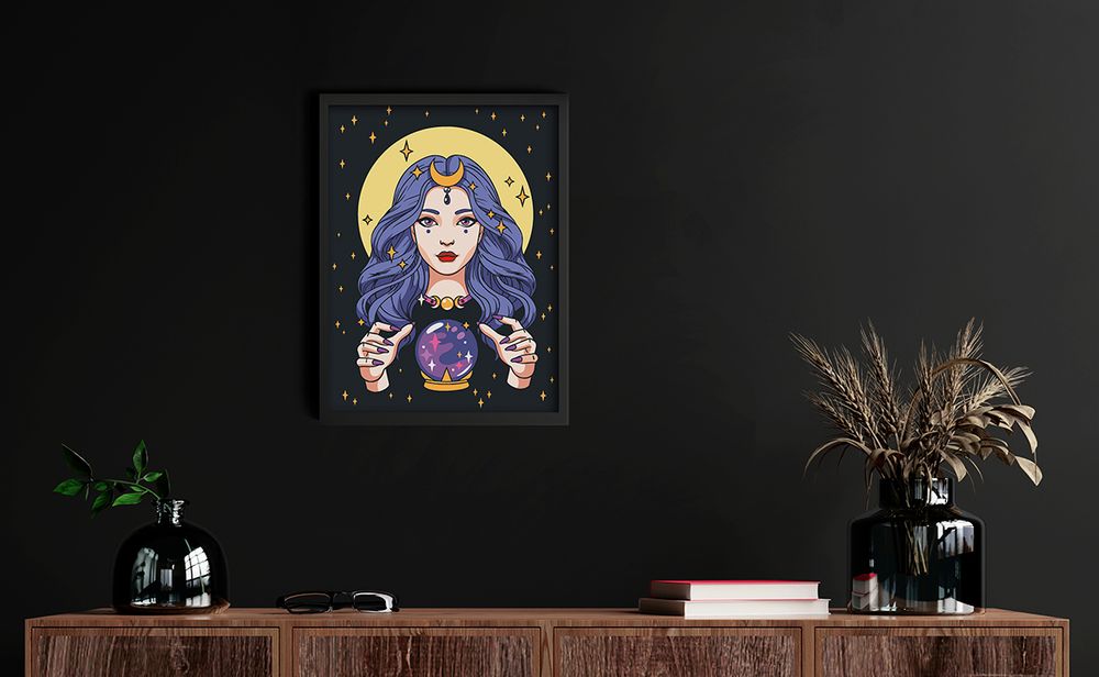 Картина по номерам Фрея PKZ/PMZ-077, Девушка-оракул (на картоне с краской-металлик), 40х30 см