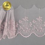 Кружево на сетке широкое 100 мм, TR.3657, цв.06 розовая пудра уп.9м, Kruzhevo