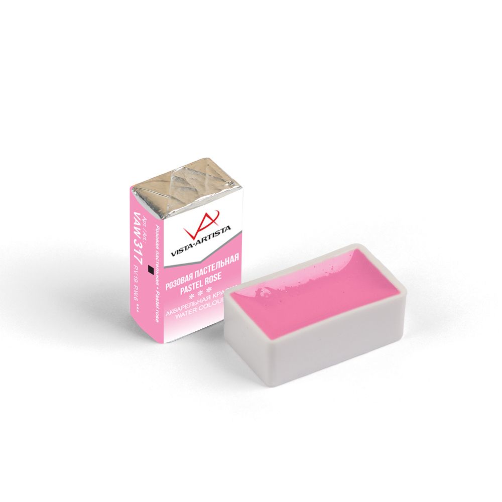 Краска акварель художественная, кювета 2.5 мл, 317 розовая пастельная, Vista-Artista VAW