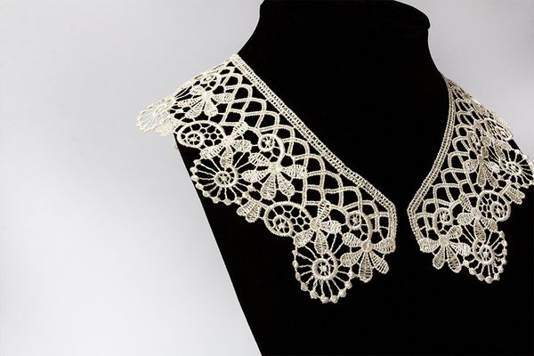 Пришивной кружевной воротник гипюр 6.5 см, 50 пар Турция под лен, Gamma VGM-65-04