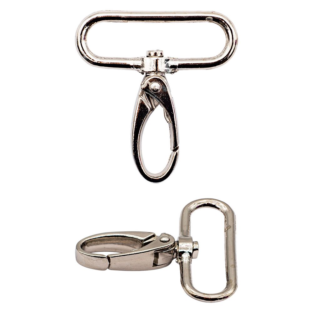 Карабин металл 40 мм (48х52 мм), 2 шт, Hobby&Pro, никель