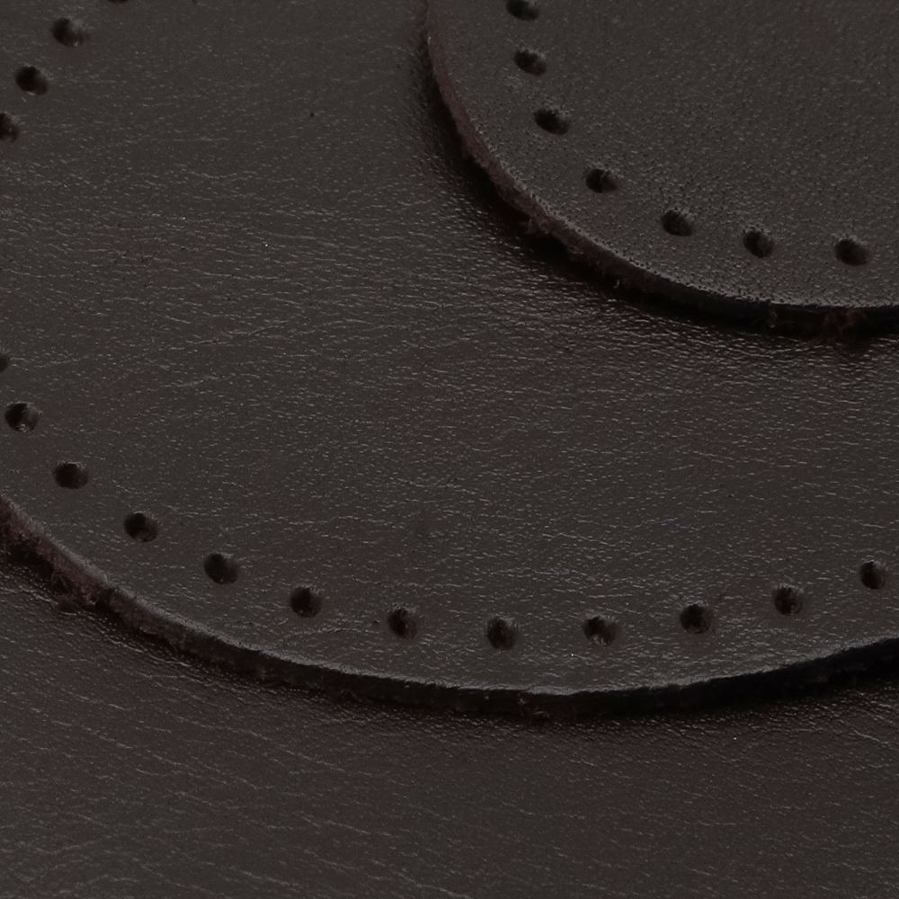 Набор заплаток пришивных из кожи, овал 4х5,5см, 6х8,2см, 8х10,9см, с перфорацией, 3 шт (03 темно-коричневый), 9404