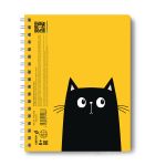 Тетрадь-перевертыш ученическая общая, A5 96 л. на гребне 65 г/м², белизна 100 %, 4 шт, клетка, 01215 Чёрный кот, Светоч Т119