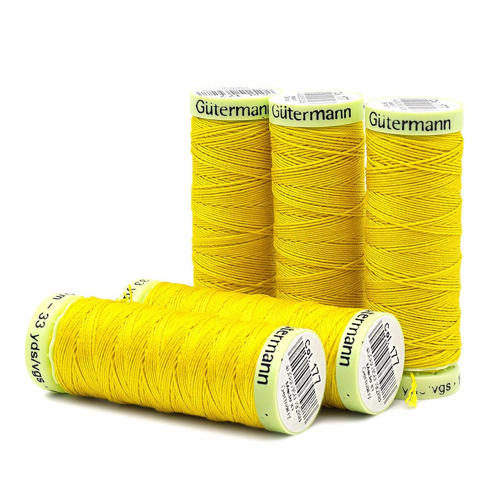 Нитки отделочные Gutermann Top Stitch, 30м, 177 ярко-желтый, 5 катушек