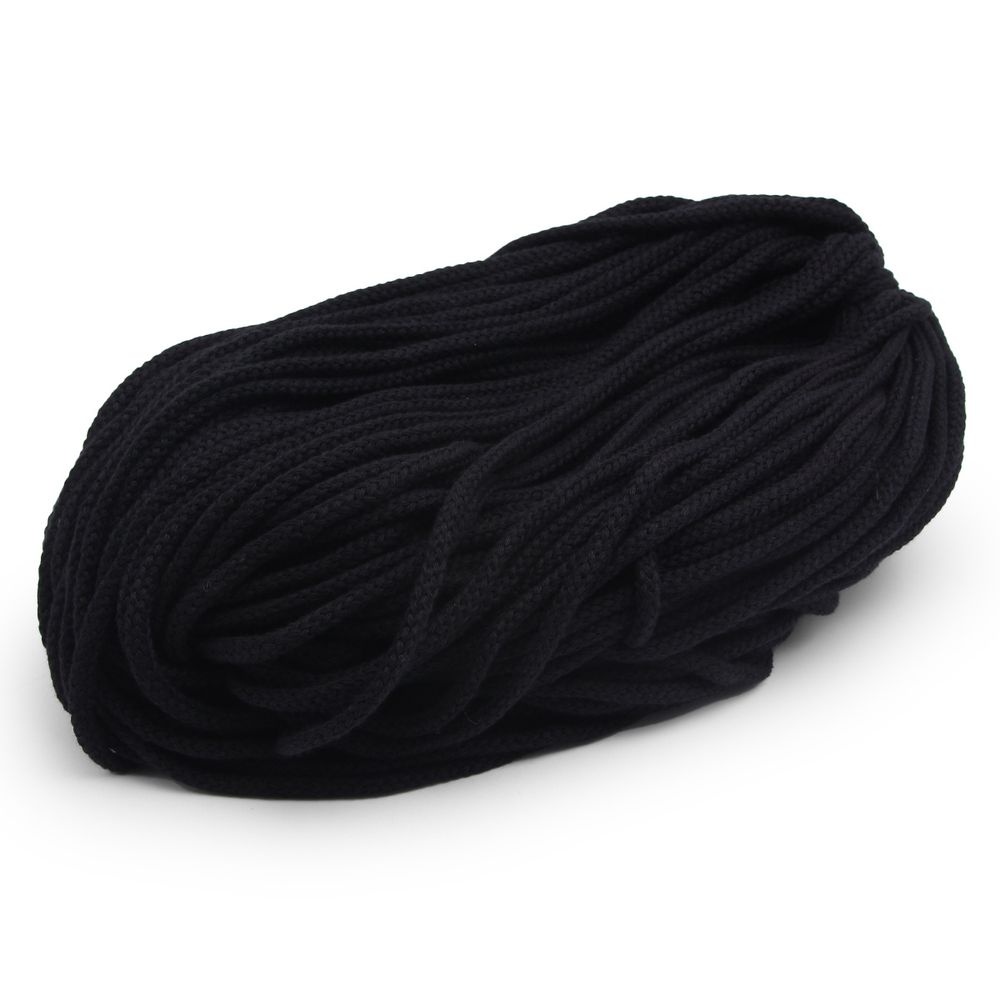 Шнур круглый х/б ⌀5.0 мм / 100 метров, черный