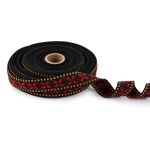 Лента (тесьма) жаккардовая 24.0 мм / 25±1 метров, Орнамент для северных народов, рис 9867 №5 черн/красн/желтый, Gamma C3885