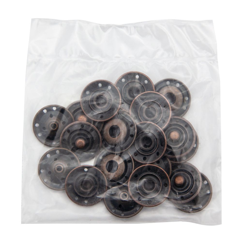 Кнопка пришивная металл ⌀19.0 мм, т.медь, 10 шт