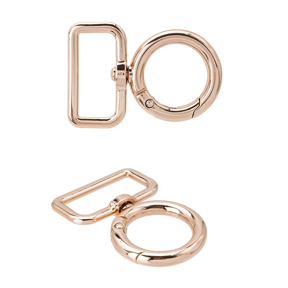 Карабин металл поворотный с рамкой 19.0 мм (32х46 мм), 10 шт, золото цв.02, ГУБ10897