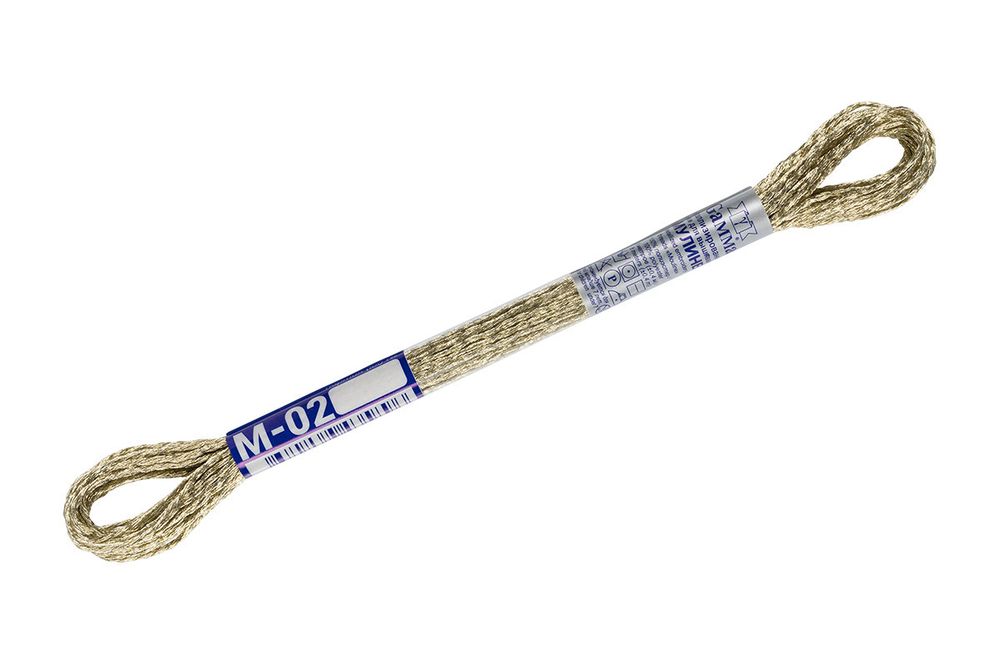 Мулине Gamma металлик, цв.М-02 св.золотой, 12 мотков по 8 метров