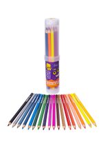 Набор цветных трехгранных карандашей (+ неон и металлик) в тубусе, заточенные 2х18 цв, Лео LGTMCP-18