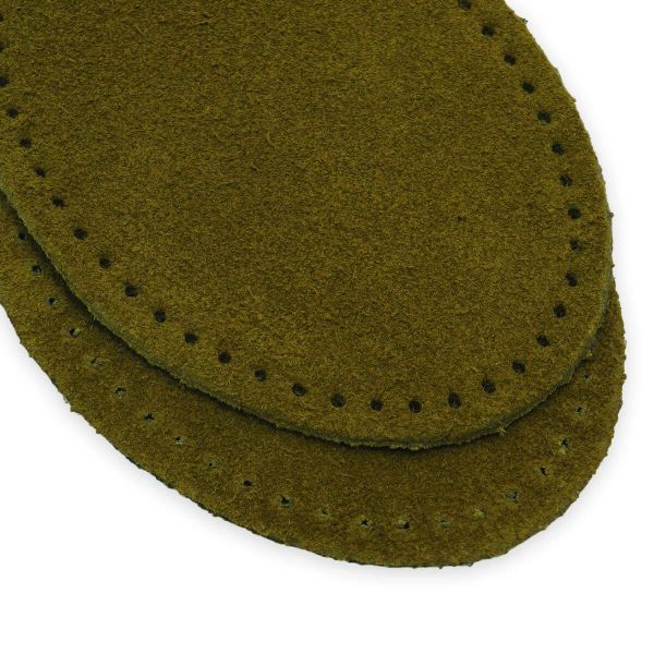 Заплатки пришивные из замши, овал 6х8,2см с перфорацией, 2 шт, 100% кожа, 33 хаки, 59114