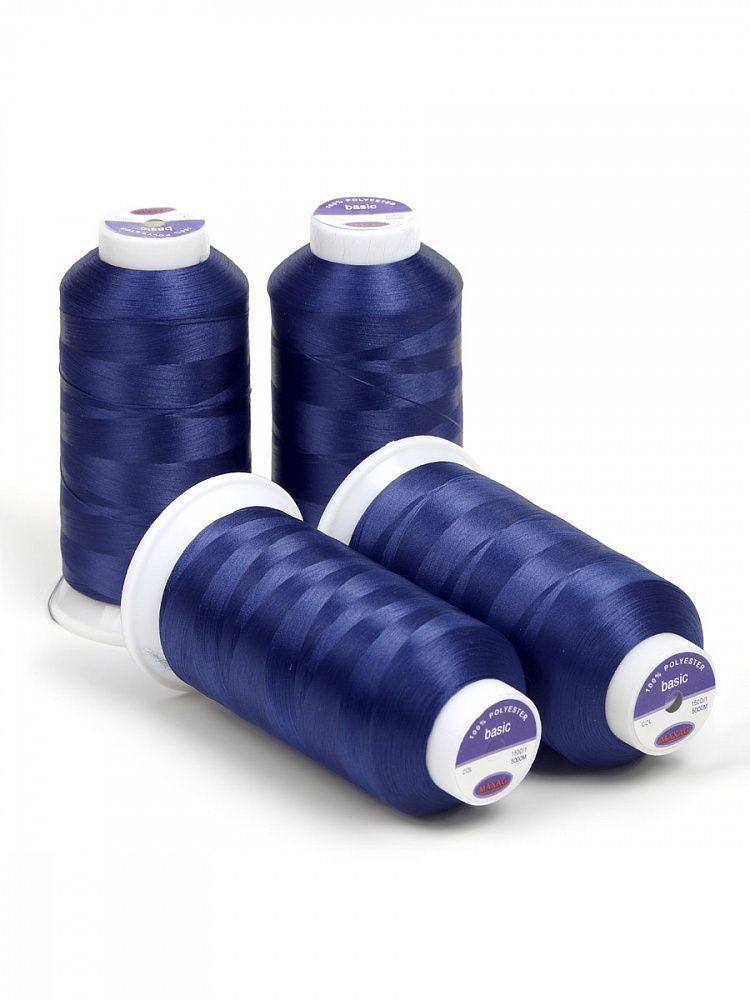 Нитки швейные текстурированные Max, 150D/1, 5000 м, 90г, 255 синий, 4 катушки