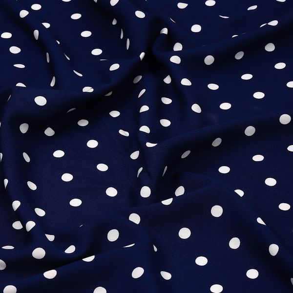 Штапель в горошек 90 г/м², 145 см / 2 метра, TBY.Vidt.02 цв.синий