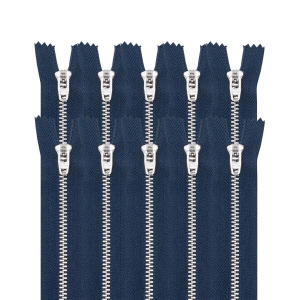 Молния металл джинсовая Т5 (5 мм) 1 зам., н/раз., 12 см, синий, 39051/12-Н, 10 шт